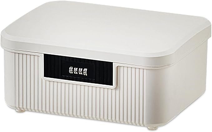 Lockable Storage Container Bin, 2.3 Gallon Capacity Organizer Box with Combination Lock, Heavy Duty Plastic Trunk, Usable As Item Organizer Or Office File Storage(White)