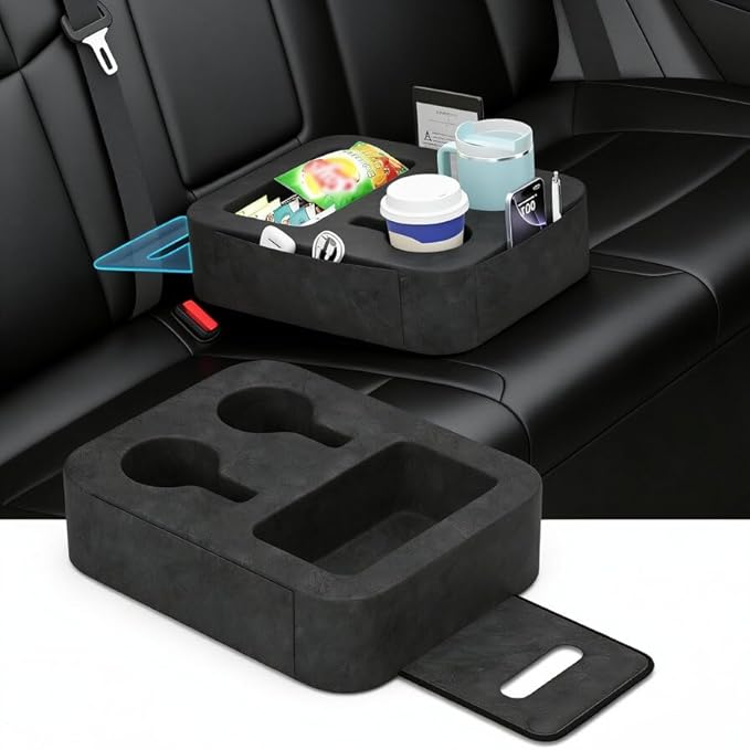 Car Cup Holder Pillow, Backseat Car & Bench Seat Cup Holder for iPad, Switch, Controllers, Remotes, Glasses, Drink Holder for Car, Couch, Bed, Desk, Camping, Automotive Cup Holders, Sofa Caddy, Black