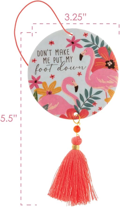 Karma, Essential Oil Air Freshener for Cars Set of 2, Home & Office - Colorful Decorative Hanging Air Freshener with Tassel, Flamingo Coconut Scented