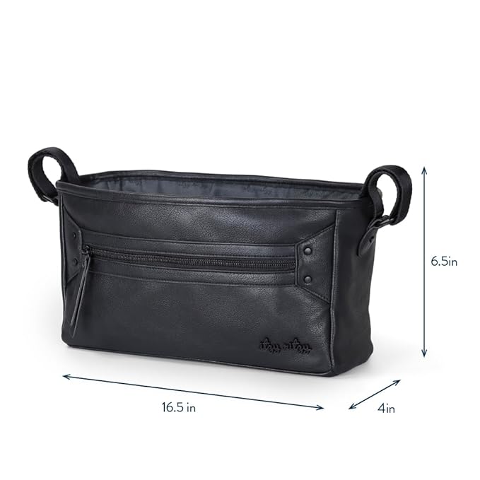 Itzy Ritzy Adjustable Stroller Caddy and Organizer Bag Featuring Front Zippered Pocket, 2 Built-In Interior Pockets & Adjustable Straps to Fit Nearly Any Stroller (Black)