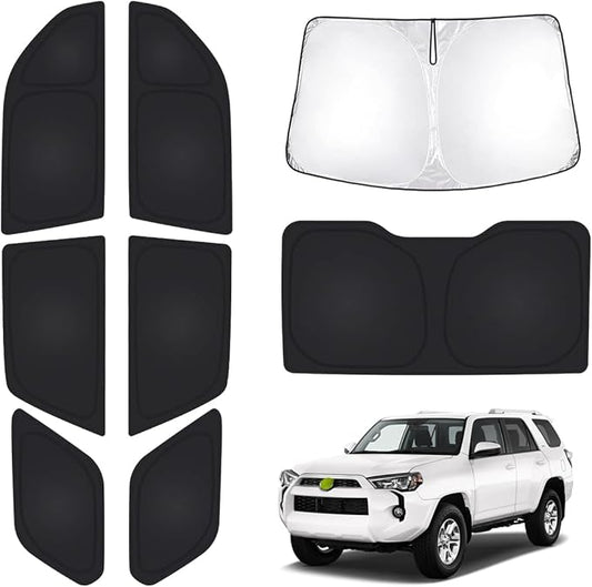 T TGBROS Windshield Sun Shade for Toyota 4Runner 2010-2024 Car Window Shades Thicken UV Block and Blackout Privacy Foldable Sunshades 8PCS Accessories Keep Cool Sun Visor Covers