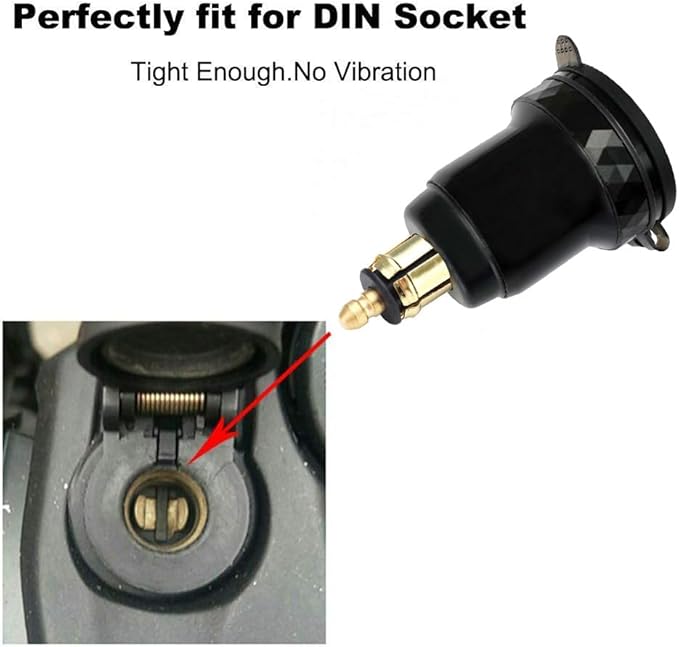 Motorcycle DIN/Hella USB Charger (NOT for Car Cigarette Socket), 36W PD3.0 & 18W QC3.0 Power Adapter with Switch, Voltmeter, Waterproof USB-C & USB-A Plug for BMW Ducati Triumph