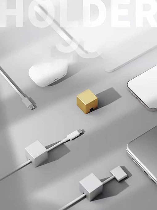 Golden Stainless Steel Cable Clips, Cord Organizer Cable Management, USB Cable Holder Wire,Wire Organizer for Desk,Nightstand and Office Cable Management，Not Magnetic (Frosted Gold 2pc)