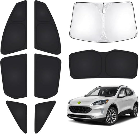 T TGBROS Windshield Sun Shade for Ford Escape 2020-2025 2026 Car Window Shades Thicken UV Block and Blackout Privacy Foldable Sunshades 8PCS Accessories Keep Cool Sun Visor Covers