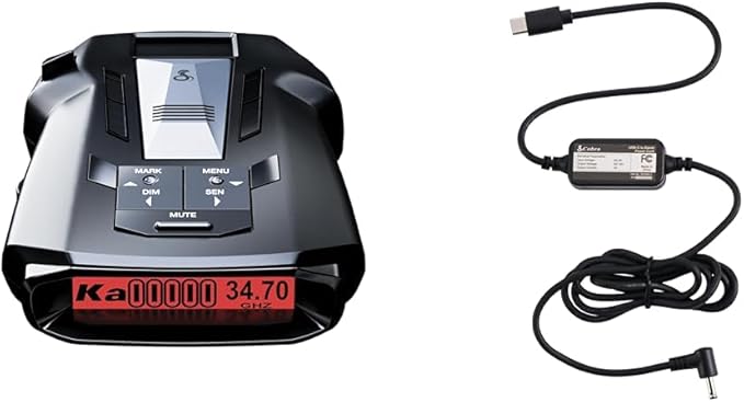 Cobra RAD 700i Laser Radar Detector + USB-C Power Cable Bundle - Premium Detection Range, Advanced Filtering Software, Apple CarPlay and Android Auto Compatible, Laser Eye Front and Rear Detection
