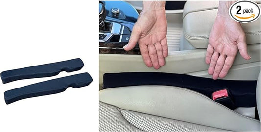 Patented Car Seat Gap Filler and Insert - As Seen On TV - Block The Gap Between The Seat and Center Console - Universal Fit Car Truck SUV - Set of 2 (Black Fabric)