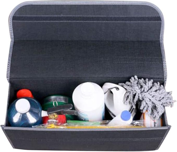 HOMSFOU Foldable Felt Car Trunk Organizer Bag Portable Vehicle Storage Pouch for Tools and Groceries 19.68X6.10X9.84 Inches Space Saving Driving Storage