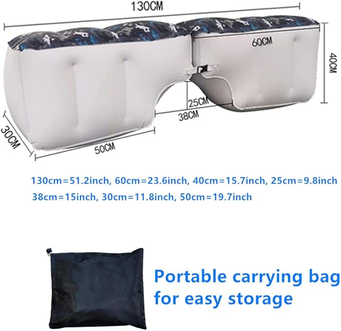 Inflatable Car Air Mattress Back Seat Bed, Universal Back Seat Gap Filler Pad Extender for SUV Camping Sleeping Travel Rest, Two Independent Air Bags