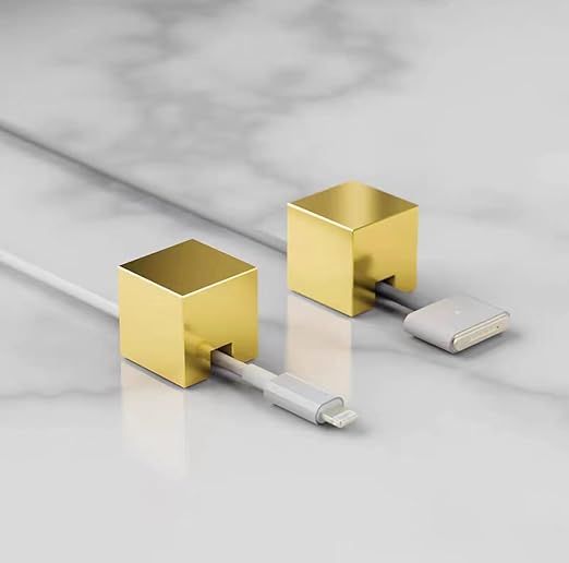 Golden Stainless Steel Cable Clips, Cord Organizer Cable Management, USB Cable Holder Wire,Wire Organizer for Desk,Nightstand and Office Cable Management，Not Magnetic (Golden 2pc)