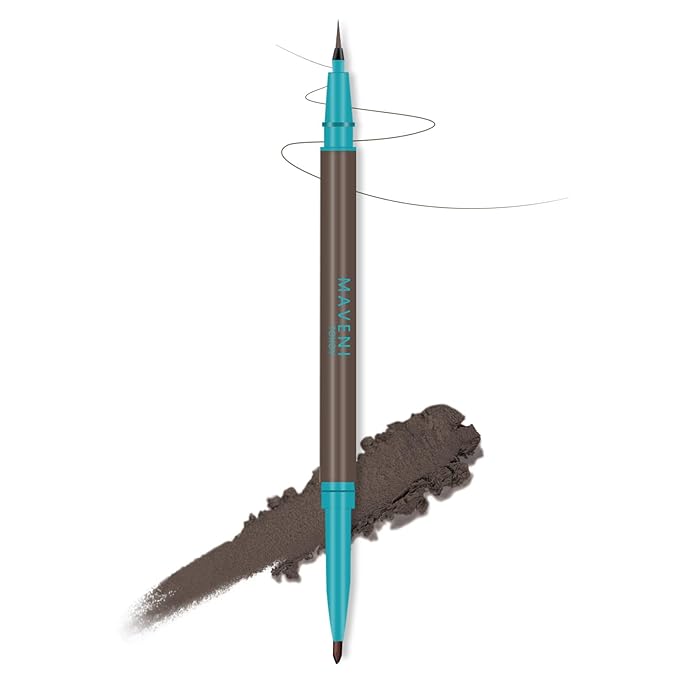 Waterproof Liquid Eyeliner and Contour Stick 2-in-1|Under Eye Highlighter Stick & Stay All Day Makeup with Fine Brush|Smudge-Proof, Transfer-Proof(02Brown & Dark Brown)