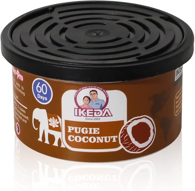 Car Air Freshener: Pugie Coconut Scent | Car Scents | Odor Eliminator Essential | Long-Lasting | Strong Fragrance | For Home Closet | 1.5 Oz | Pack of 4