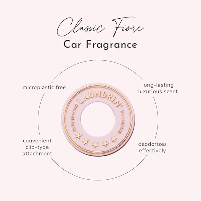Laundrin Car Fragrance Classic Fiore - Air Freshener Vent Clip - Clip-On CarFresheners - Air Freshener Automotive - CarFragrance - Car Accessories for Men - CarEssentials for Women