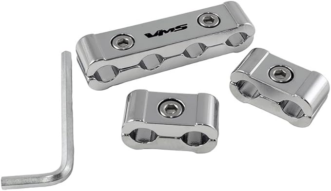 VMS RACING 3pc piece CHROME Billet Aluminum Spark Plug Cables WIRE SEPARATORS Dividers Organizers Holders Kit Set Compatible with V4 V6 V8 Engine 8mm 9mm 10mm wires