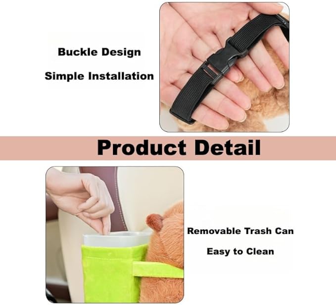 2-in-1 Car Tissue Holder & Trash Bin Organizer Cute Plush Bear/Rabbit/Capybara for Armrest Easy to Install Soft & Adorable (Rabbit)