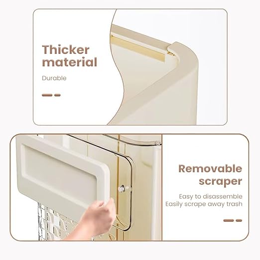 Folding Hanging Trash Can, Kitchen Folding Trash Can, Cabinet/Car/Bedroom/Bathroom Folding Hanging Small Plastic Trash Can (Off-White)