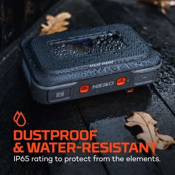 NEBO Assist 2000XP Jump Starter | 2000 Amps, 55.5Wh Power Supply, Multi-Device Charging, and Integrated Floodlight, USB Compatible, Portable Battery, Automotive, Emergency, Smark-Proof Safety