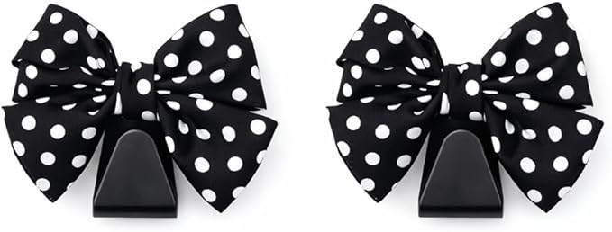 Car Headrest Hooks 2 Pack Seat Back Hanger for Bags and Groceries Heavy Duty Auto Organizer Easy Install Storage Hook for Purse Handbag Shopping Bags Black Polka Dot