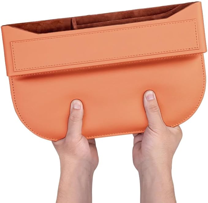 Car Seat Gap Filler Organizer for Mercedes-Benz CLK-Class/GLK-Class/M-Class/SLK-Class/X-Class,Car Front Seat Organizer Car Console Side Pocket with USB Charging Hole,B Ochre Brown