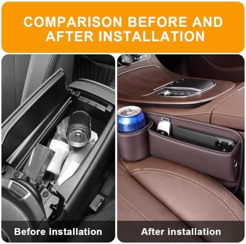 Car Seat Gap Filler Organizer for Mazda3 Sedan 2014–2017, Multifunctional Leather Seat Gap Storage Box for Phone,Keys,Sunglasses(A/Darkbrown,A/Maindriver)