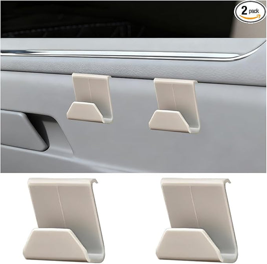 2PCS Car Co-Pilot Glovebox Hooks, Front Passenger Seat Glovebox Storage Hanger for Purse Key Umbrella Cable, Multifunctional Glove Compartment Holder Organizer Hook, Universal Fit (Beige)