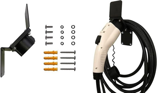 EVSE EV PHEV Electric Vehicle Charger Charging Cord Hanger and Plug Nozzle Dock Holster Holder Compatible with SAE J1772 Angle Heavy Duty Steel Cable Organizer Hook