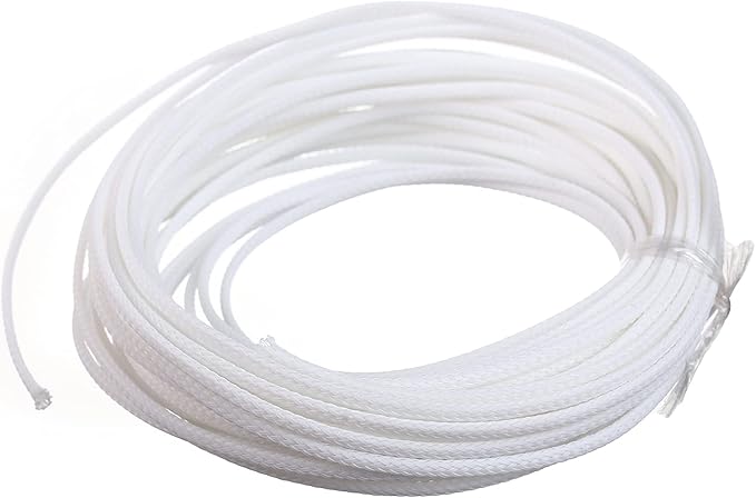 Aicosineg 32.81FT PET Braid Cable Sleeving Flexible Wire Mesh Sleeve Wire Braided Protective Sleeve 0.13in Wrap Protector for Power Cord Protection Flame Retardant Cable Manage White