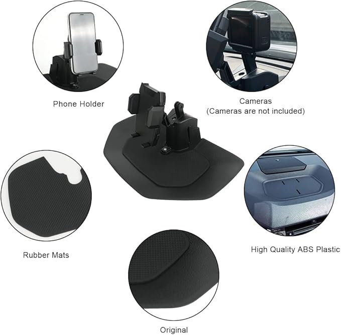 D-Lumina Dash Multi-Mount Phone Holder - Compatible with 2014 2015 2016 2017 2018 2019 2020 2021 Toyota Tundra - Dashboard Instrument Table Organizer Storage Tray, ABS Black