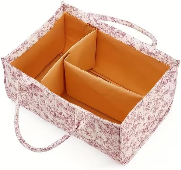 Diaper Caddy Organizer,Cute Floral Nursery Storage Basket,Soft Portable Changing Table Car Caddy Organizer Gift (Floral E)