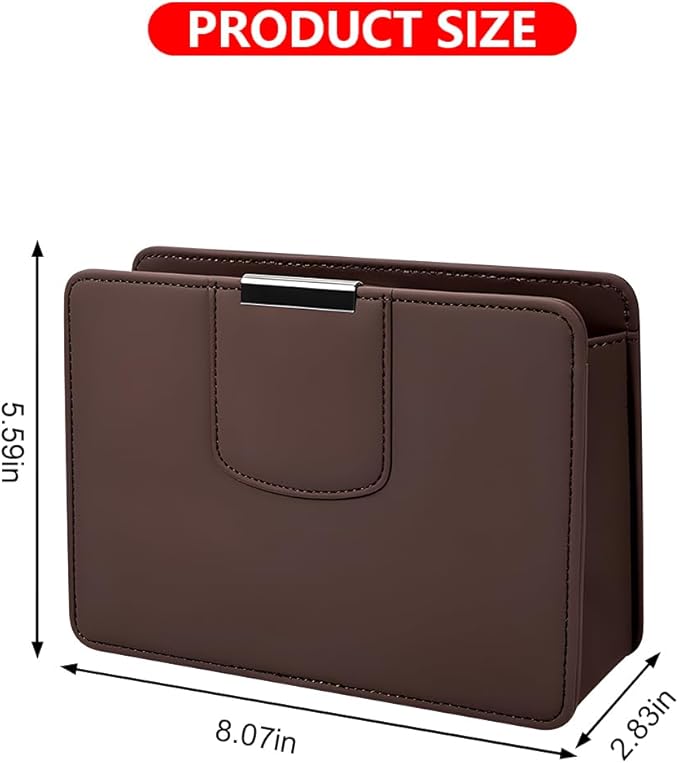 Car Trash Can, Leather Auto Garbage Bin, Magnetic Litter Storage Container, Mini Portable Foldable Vehicle Interior Hanging Dustbin Accessories, Universal for SUV, Truck, RV（Brown）