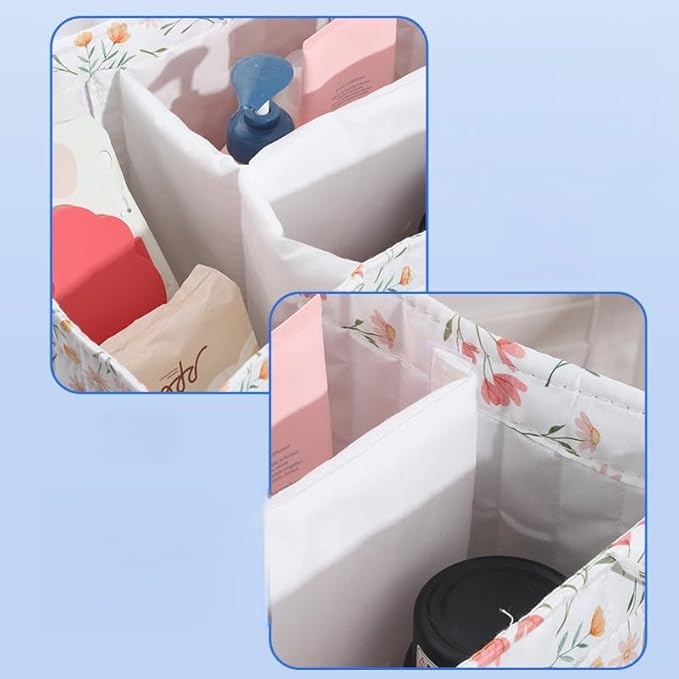 Diaper Caddy Organizer,Cute Floral Nursery Storage Basket,Soft Portable Changing Table Car Caddy Organizer Gift (Floral D)