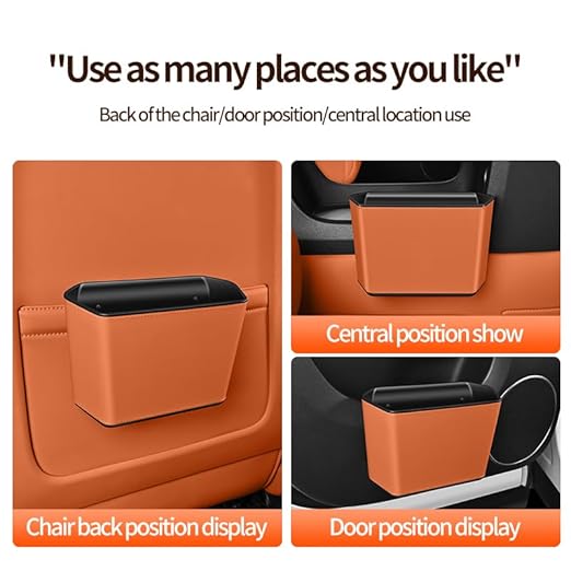 Car Trash Can Storage Pockets - 100% Leak-Proof Organizer,Car Seat Back and Door Hanging Storage,Two Levels Above and Below (orange1)