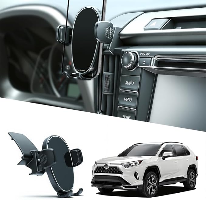 Phone Holder for Rav4 (2013-2018), 360° Adjustable Dashboard Phone Mount, Hands Free Mobile Holder for Toyota Rav4, Car Mount for iPhone, Samsung & Android, Uber Accessories for Car, Black