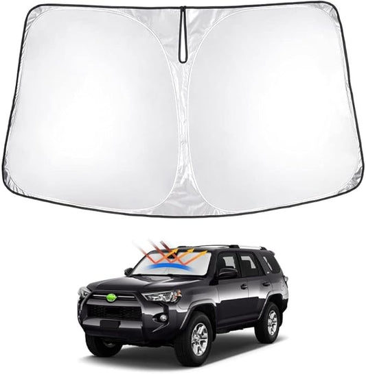 T TGBROS Windshield Sun Shade for Toyota 4Runner 2010-2023 2024 Accessories Foldable Sun Shield Front Window Shade Reflective Polyester Sun Visor Cover Block Heat and Sun Protection