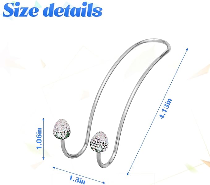BESULEN Strawberry Car Decor Hooks, 2 Pack Bling Diamond Seat Back Organizers, Auto Headrest Storage Hangers Hooks for Purse Handbag Clothes Grocery, Universal Car Accessories for Women (AB)