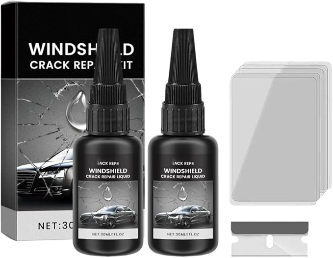 Windshield Crack Repair Kit, Windshield Repair Kit, Windshield Repair Liquid for Cracks, Car Window Repair Kit for Glasses, Mirrors (2Pcs)