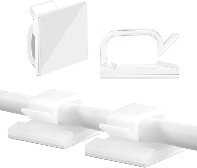 5/8 in Adhesive Cable Clips, 120pcs Outdoor Light Clips, Cord Clips, Sturdy Wire Clips, Finisher Wire Clamp for Home, Car, Office Wire Management Clips (White, 5/8"-120PCS)