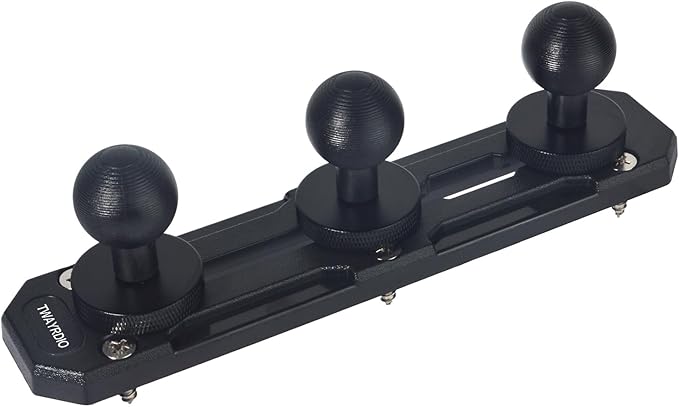 TWAYRDIO Dash Track Mount with 3pcs 1" Track Ball Compatible with RAM Mounts Double Socket Arm for Phones, Small Tablets, GPS Units, Radios, Cameras