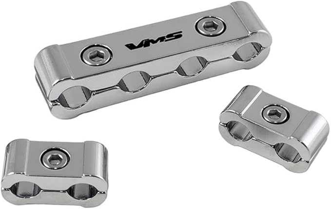 VMS RACING 3pc piece CHROME Billet Aluminum Spark Plug Cables WIRE SEPARATORS Dividers Organizers Holders Kit Set Compatible with V4 V6 V8 Engine 8mm 9mm 10mm wires
