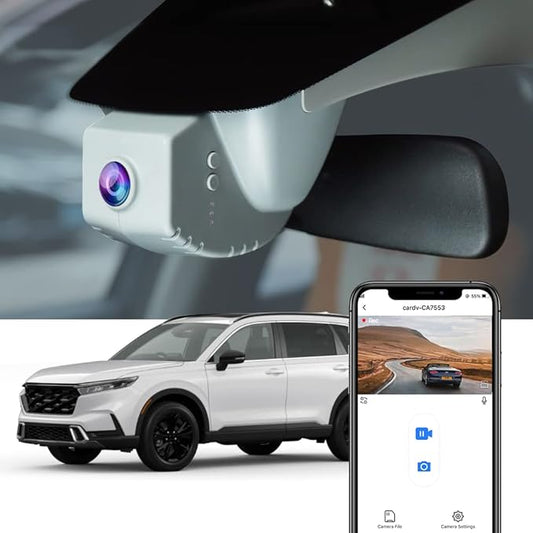 Fitcamx 4K Dash Cam Suitable for Honda CR-V 2023-2026 (Grey) LX EX EX-L Trail Sport Touring Hybrid, OEM Look, 2160P UHD Video, Built-in WiFi & APP, Loop Recording, G-Sensor, Plug & Play, 64GB Card