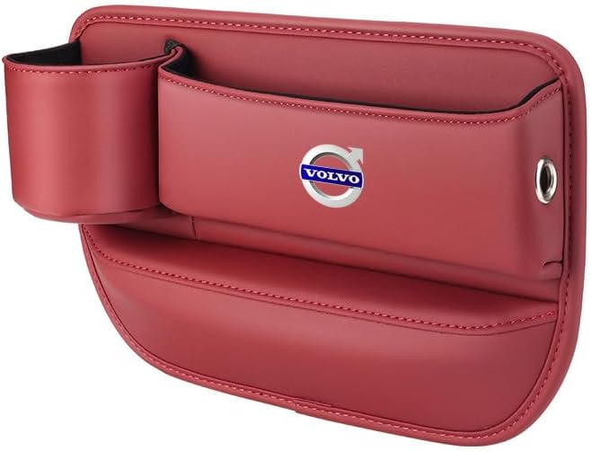 Car Seat Filler Organizer for Volvo XC60/XC90/XC40/S90/S60 Leather Seat Gap Storage Box Gap Pocket Side Interior Front Seat Accessories,Red-main driver, maindriver