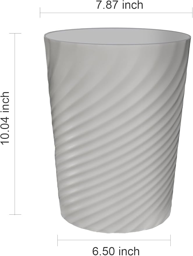 DAJITRE 1.8 Gallon Small Trash Can Wastebasket Recycling Bin Slim Profile for Compact Spaces Bathroom, Office, Bedroom, Kitchen (1.8 Gallon-2pack, Grey) ()