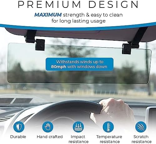 Glare Guard Professional-Grade Polarized Sun Visor Extender – Anti-Glare Sun Glare Blocker for Car Windshields, Adjustable Clip-On UV400 Tinted Visor Extension for Cars, Trucks & SUVs