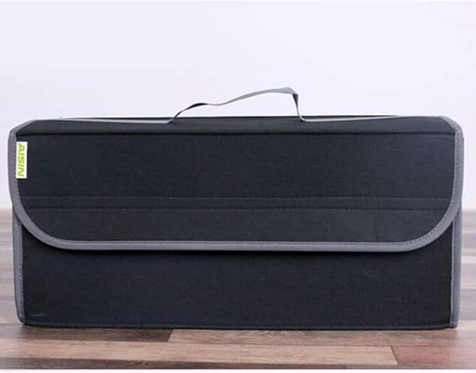 HOMSFOU Foldable Felt Car Trunk Organizer Bag Portable Vehicle Storage Pouch for Tools and Groceries 19.68X6.10X9.84 Inches Space Saving Driving Storage