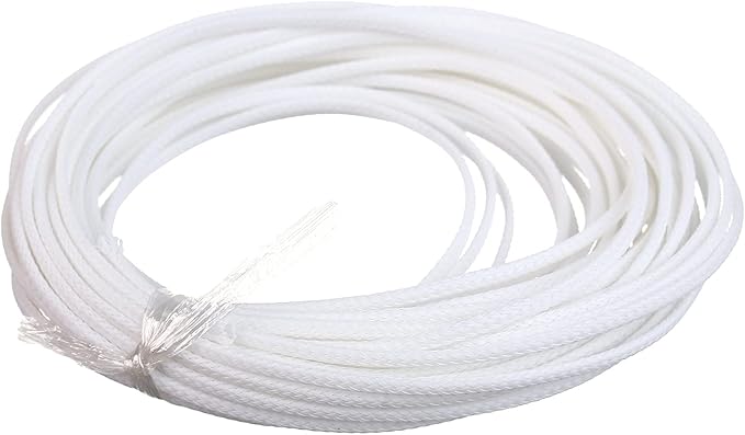 Aicosineg 32.81FT PET Braid Cable Sleeving Flexible Wire Mesh Sleeve Wire Braided Protective Sleeve 0.13in Wrap Protector for Power Cord Protection Flame Retardant Cable Manage White