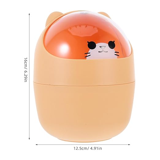 Homoyoyo Mini Garbage Bin Mini Kawaii Cute Bear Trash Bin, Nordic Style Tiny Trash Can, Mini Trash Can with Lid for Office Bedroom Use Mini Desk Bin