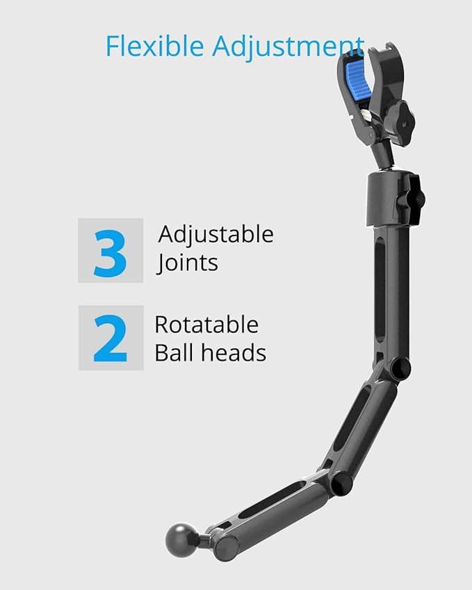 Quyee Phone Holder Car, Rear View Mirror Phone Holder - Aluminum Alloy Mount Multi-Angle Adjustment Rotatable and Retractable Compatible with All 4-7 Inch iPhone and Android Cell Phones (XL Black)