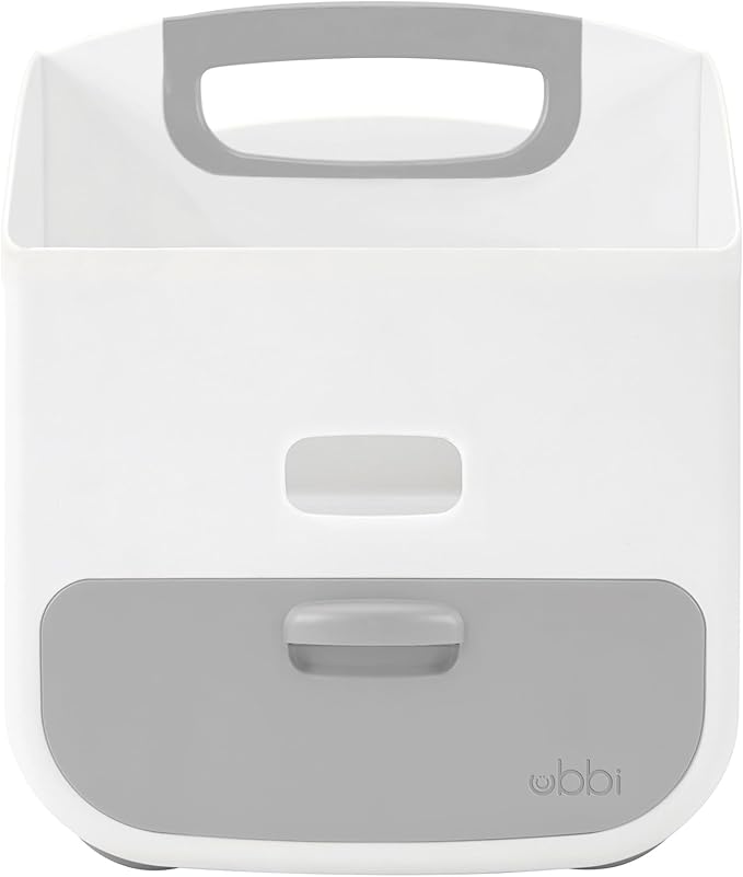 Ubbi Portable Diaper Changing Station Diaper Storage Caddy Organizer with Folding Changing Mat, Stores Baby Diapers, Wipes and Baby Accessories, Gray