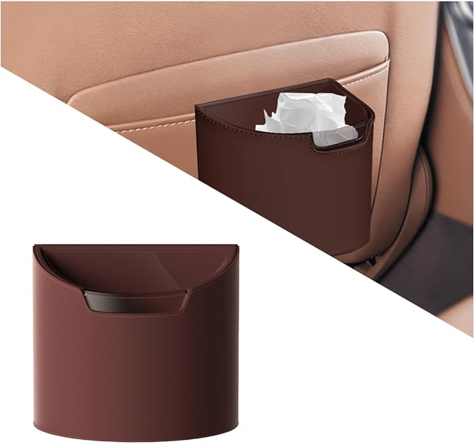 Car Trash Can, Multipurpose Leakproof Hanging Vehicle Garbage Can with Removable Liner, Waterproof Automotive Interior Dustbin Garbage Container, Universal for SUV Van Truck (Wine Red)