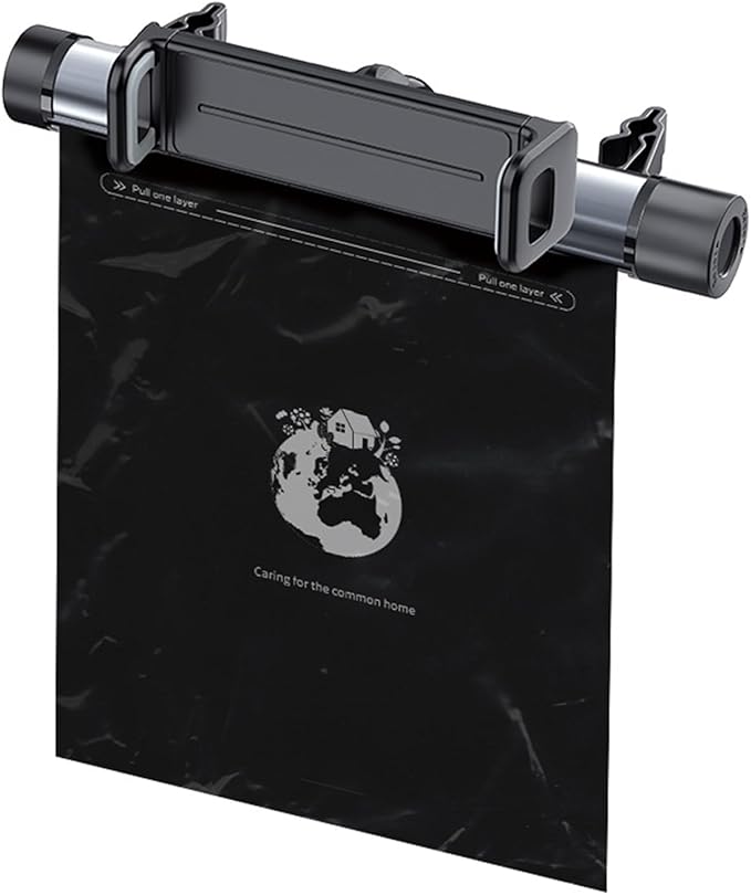 Car Trash Can with Roller Bag Dispenser & Phone Holder - Includes 40 Piece Tear-Off Trash Bags
