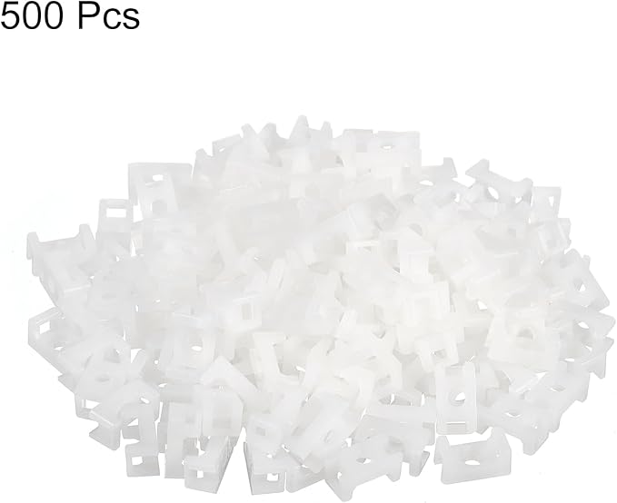 MECCANIXITY 500pcs Cable Tie Base Saddle Type Mount Wire Holder, 0.5"x0.28"x0.22" Wire Clips Organizer Holders Clamps for Electronic Wires, White 0.13"Dia